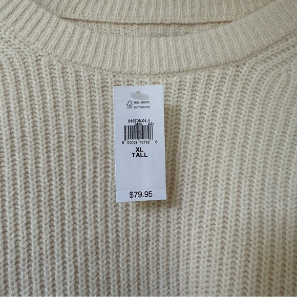 NWT GAP Super Soft Cream Sweater Crew Oversized CashSoft XL Tall Sweater - Picture 2 of 5
